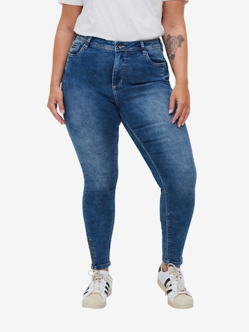 Skinny Jeans 'Amy' de la Zizzi pe albastru: față
