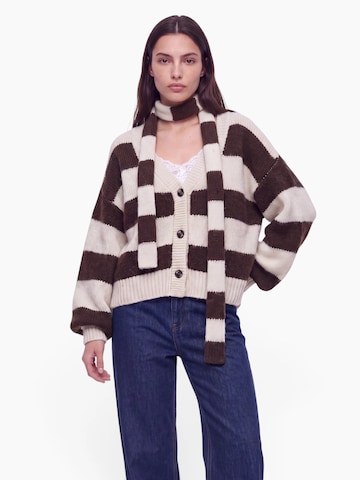 brūns hzl the label "Oversize" stila adīta jaka