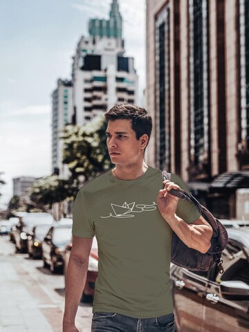 Neverless Shirt 'Paperschiff' in Green