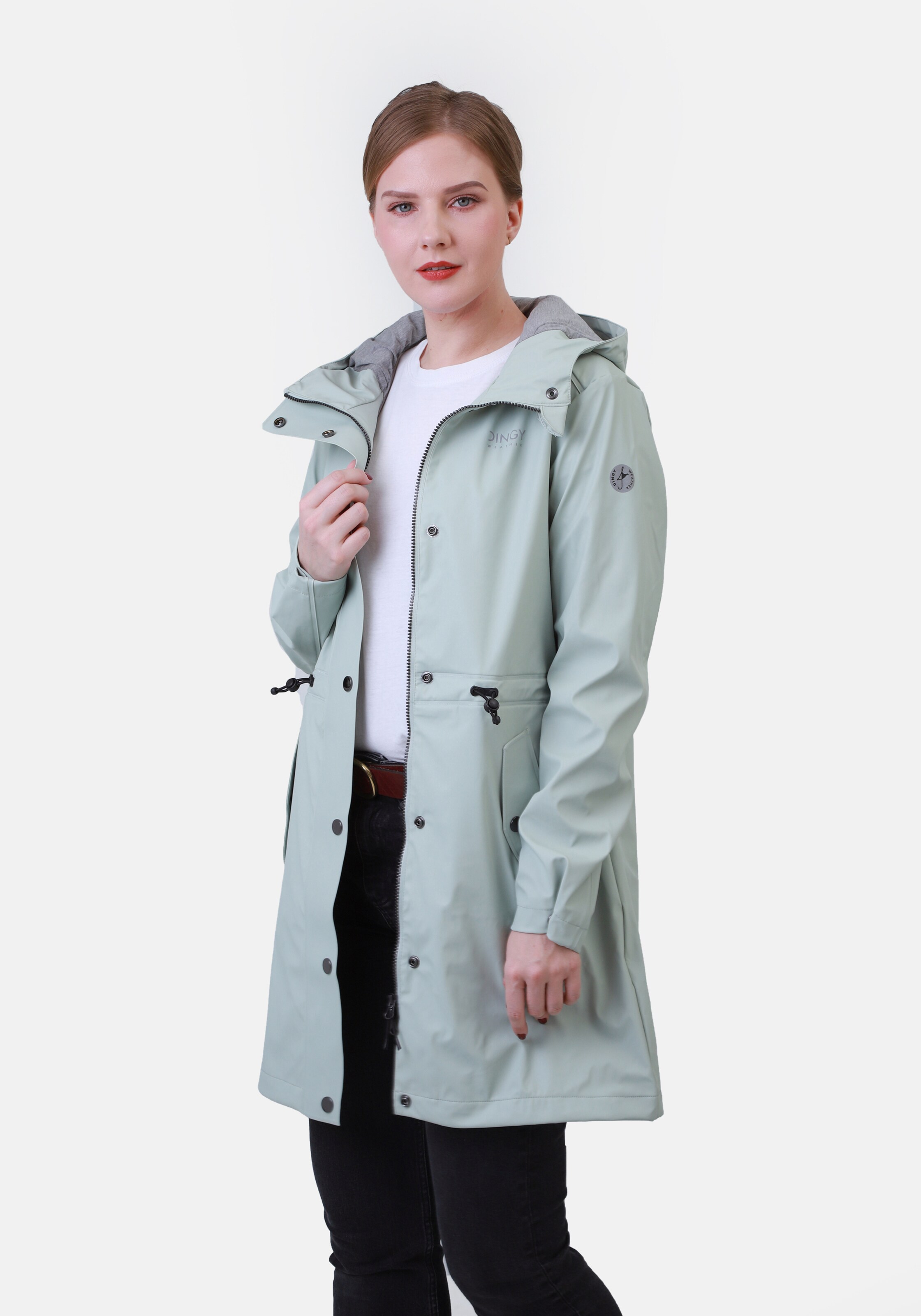 Frauen Große Größen Dingy Rhythm Of The Rain Mantel 'Alice' in Opal - KG46009 Frauen Große Größen Dingy Rhythm Of The Rain Mantel 'Alice' in Opal - KG46009