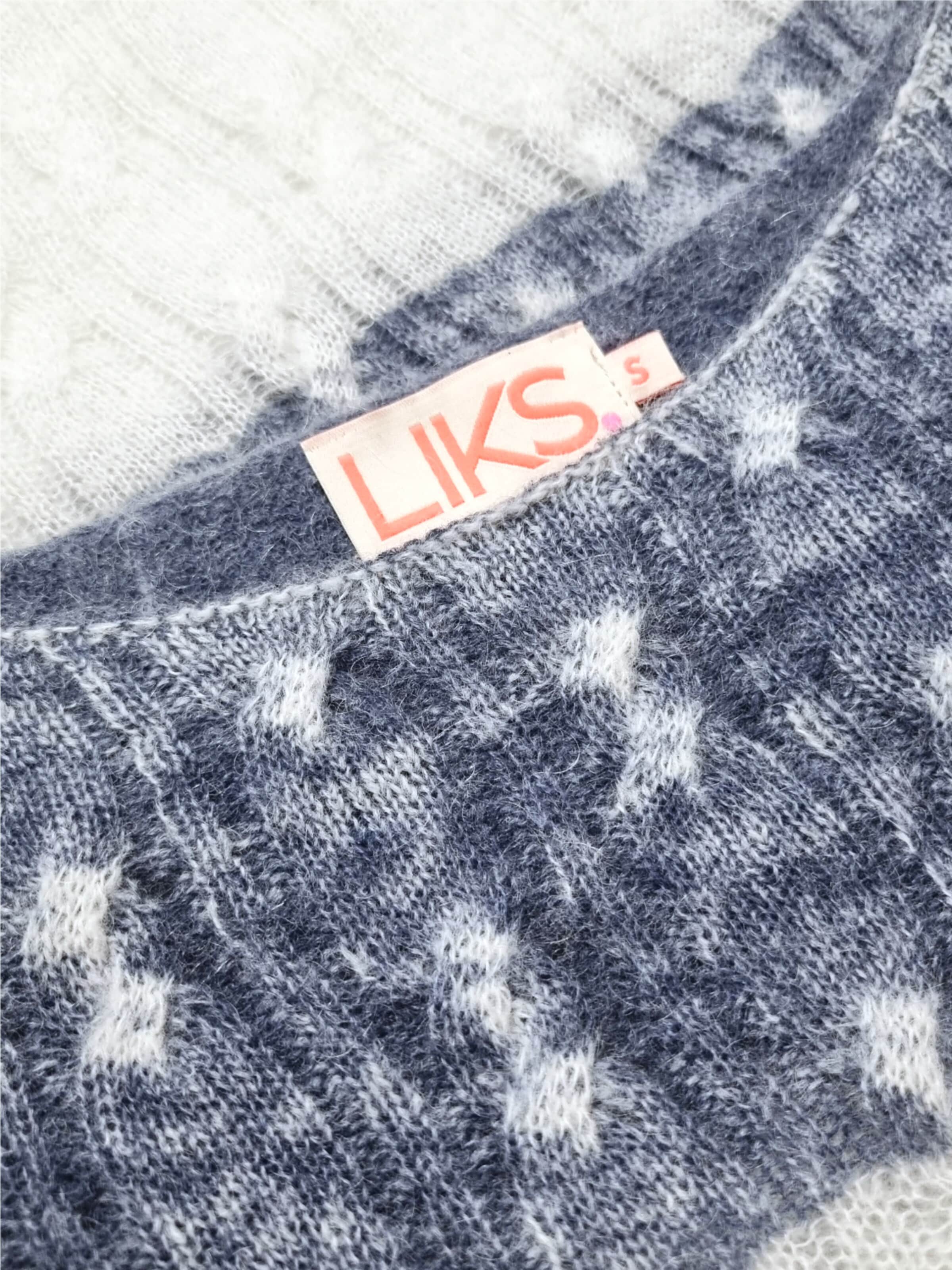 LIKS. Munich Sweter 'Strickpullover Zopfmuster gestreift mit Mohair-Woll-Mischung - AlvaC' w kolorze niebieski