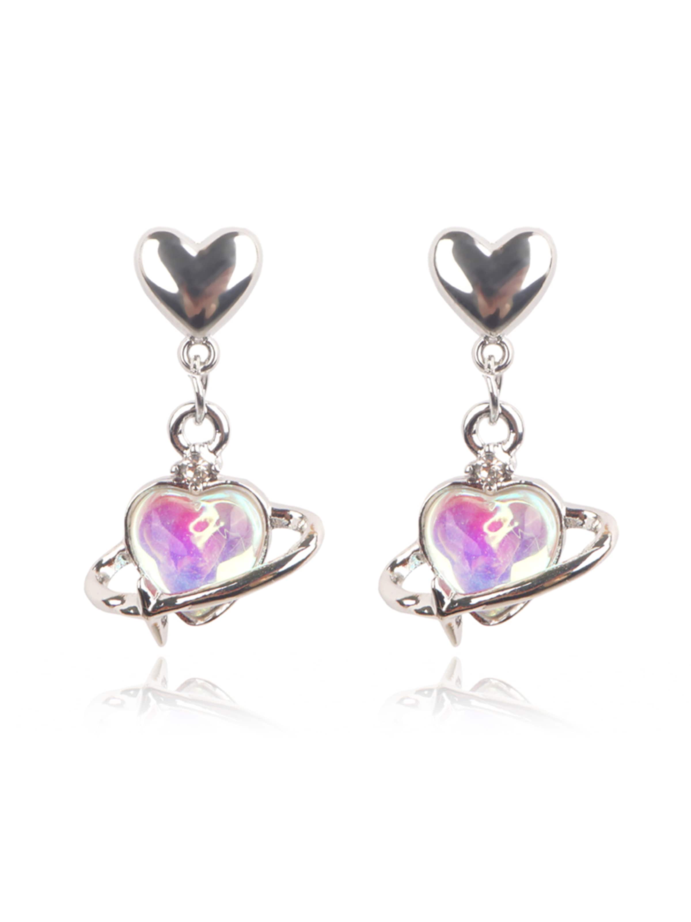 Nightini Ohrringe 'TROPFENHERZ'‌‌ in Silber: Vorderseite