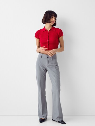 Bershka Flared Trousers with creases in Grey