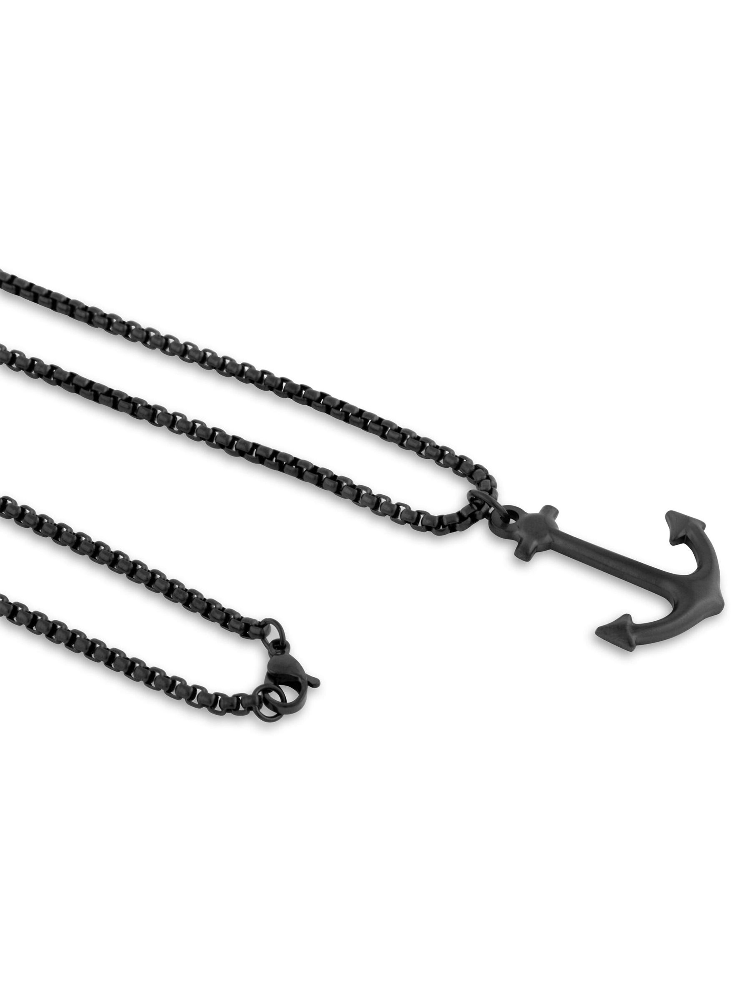 Akitsune Necklace 'Portus Anchor Pendant / Necklace Matte Black 70 cm' in Black