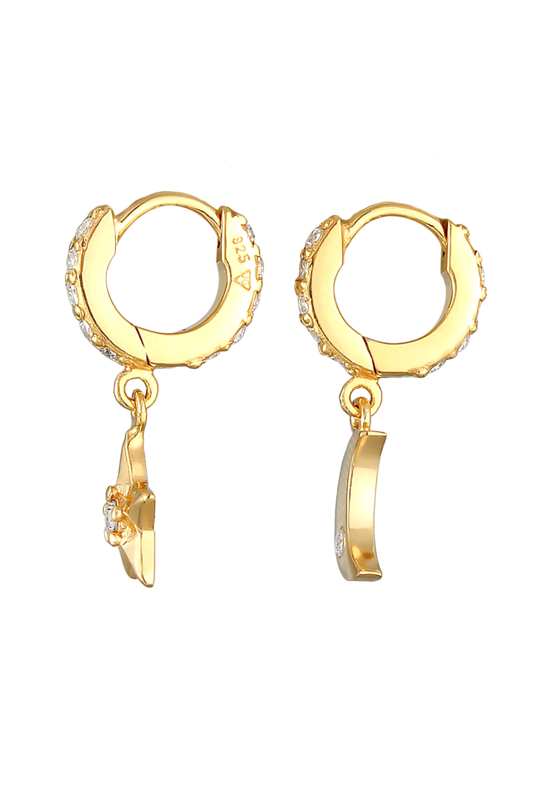 ELLI Ohrringe Creole, Halbmond, Sterne in Gold