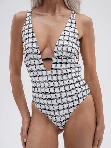Triangle Maillot de bain 'Monogram' HACOY en blanc