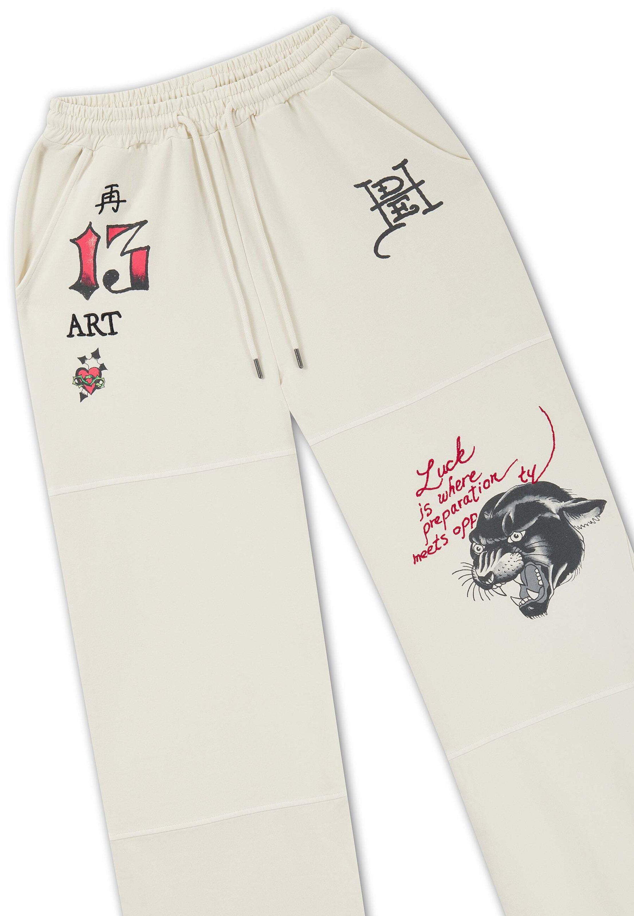 Ed Hardy - Pierna ancha Pantalón en beige