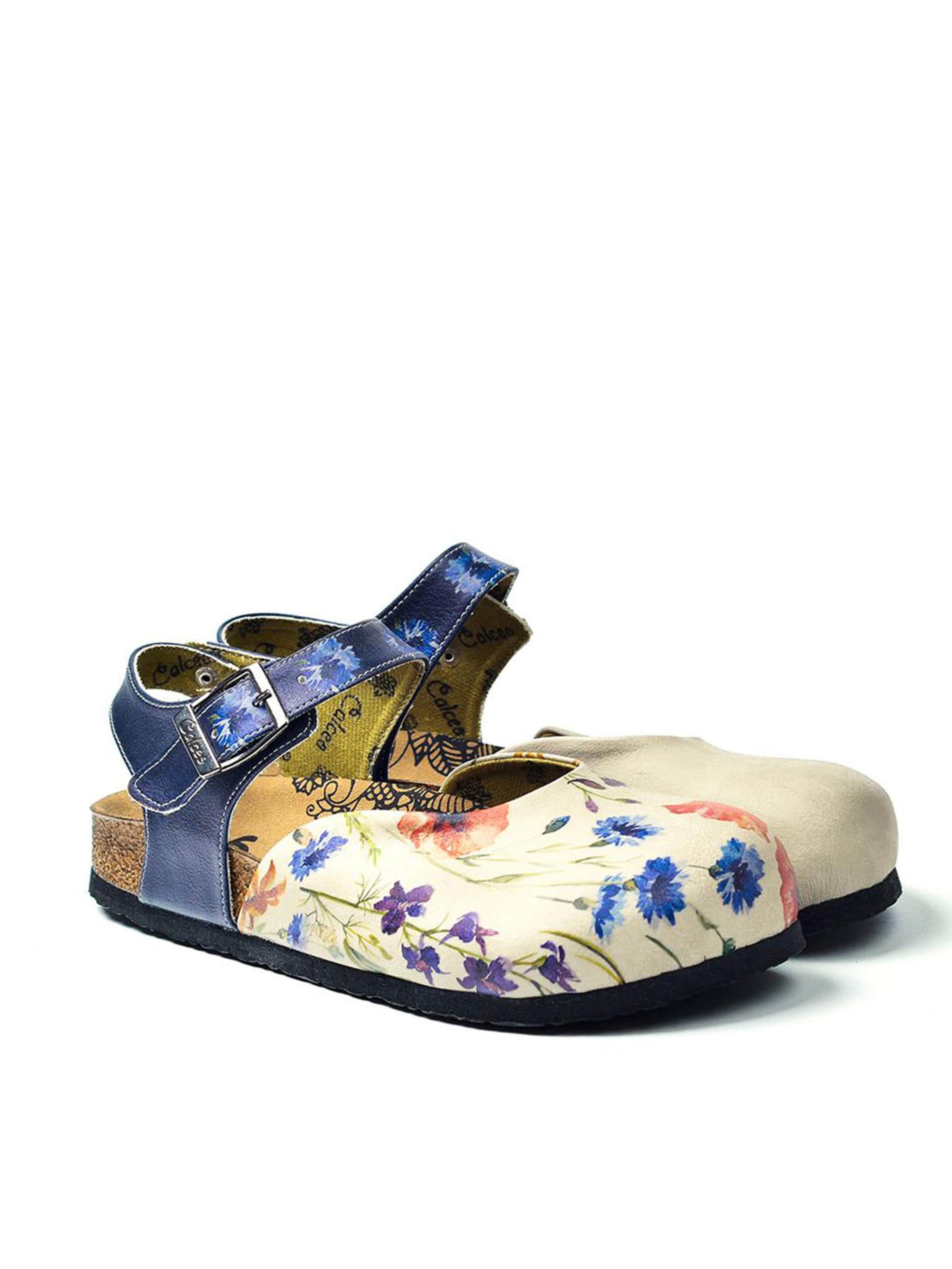 GobySandale 'Women shoes Goby-Calceo sandals CEO1604 with flowers' - bijela boja