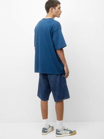 Pull&Bear Wide Leg Shorts in Blau