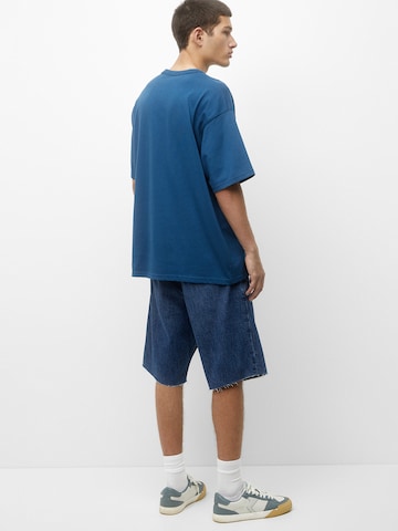 Pull&Bear Wide Leg Shorts in Blau