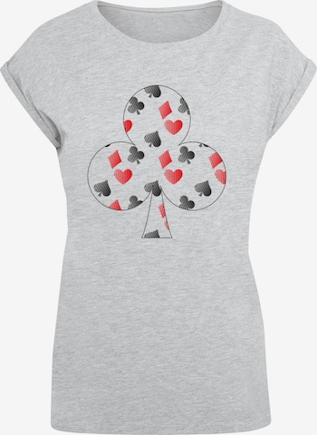 F4NT4STIC T-Shirt 'Kreuz Herz Karo Pik Poker' in Grau: predná strana