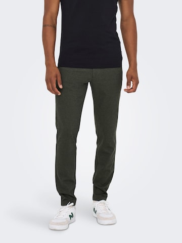 Coupe slim Pantalon chino 'Mark' Only & Sons en vert : devant