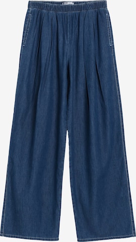 Wide Leg Jean à pince Bershka en bleu : devant