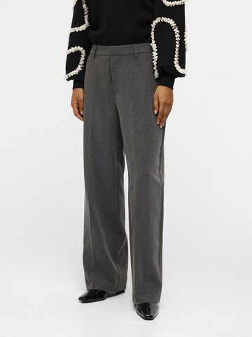 OBJECT Regular Trousers with creases 'Sigrid' in Grey: front