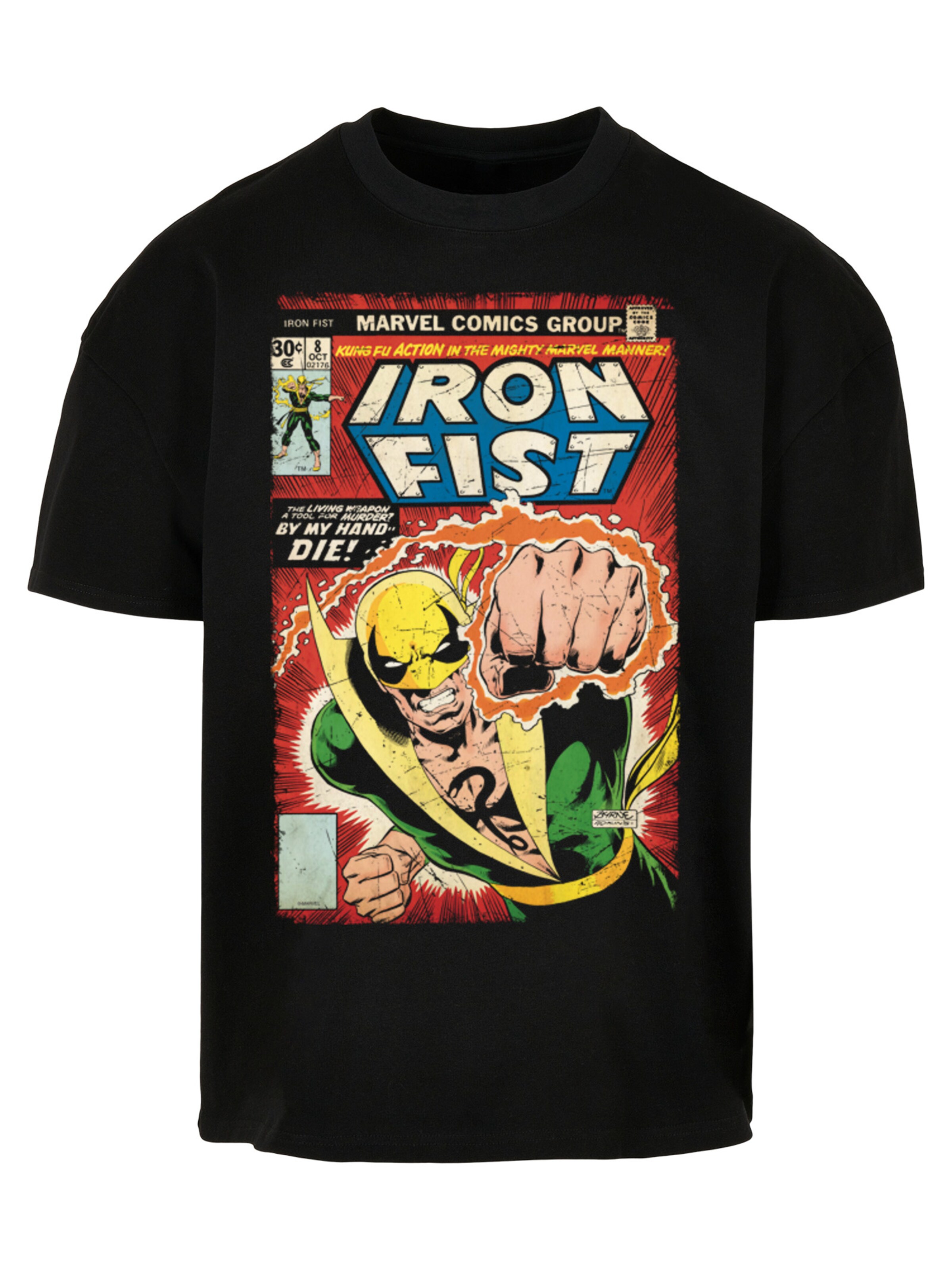 F4NT4STIC Shirt 'Marvel Iron Fist Cover' in Zwart: voorkant