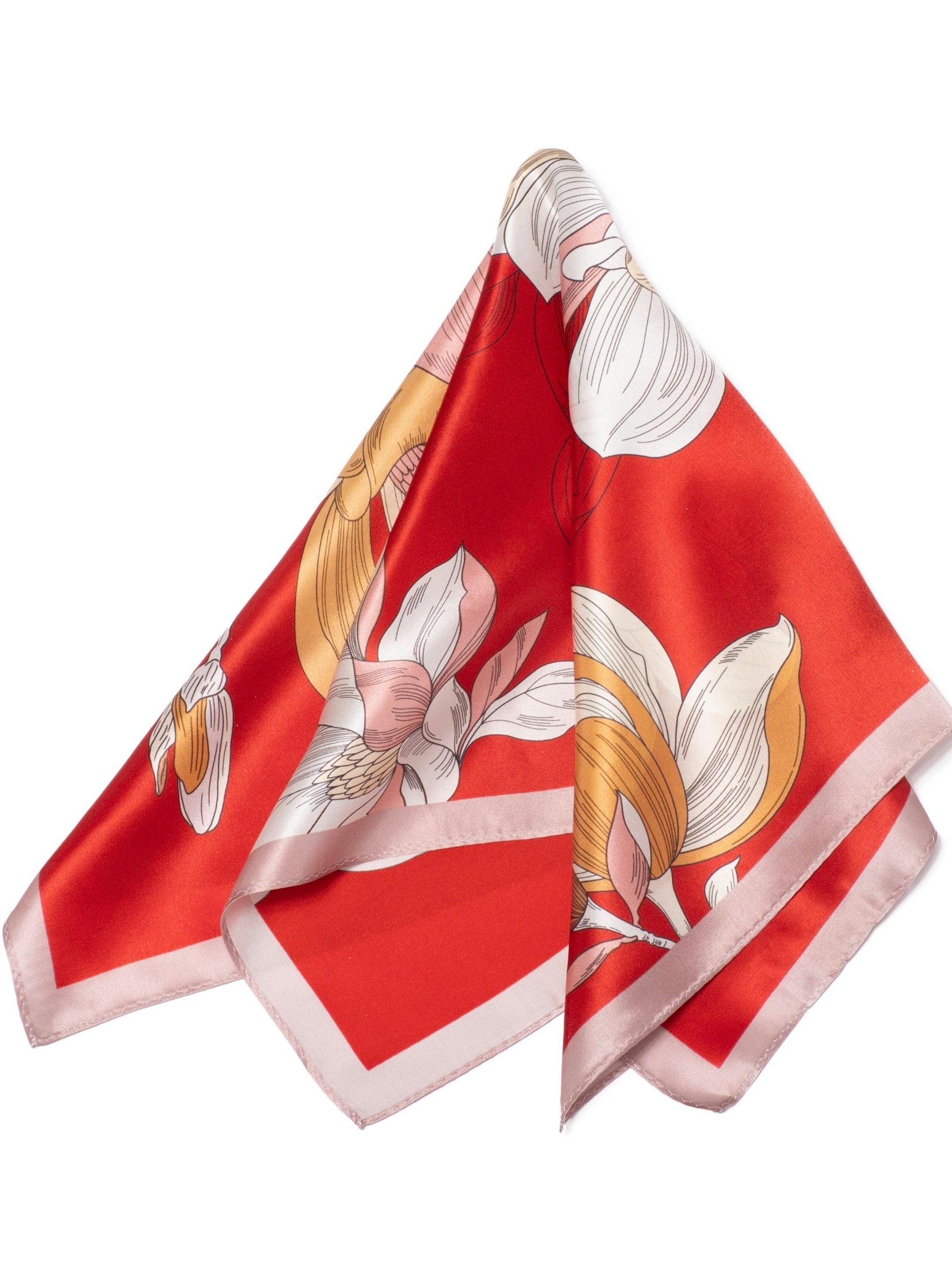 MayTree Scarf 'Seidentuch Premium blühende Magnolien' in Red: front