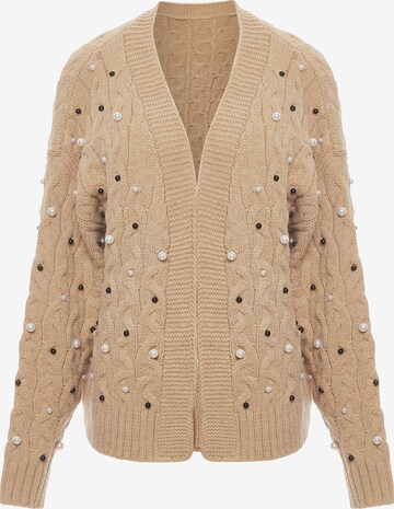 faina Knit Cardigan in Beige: front