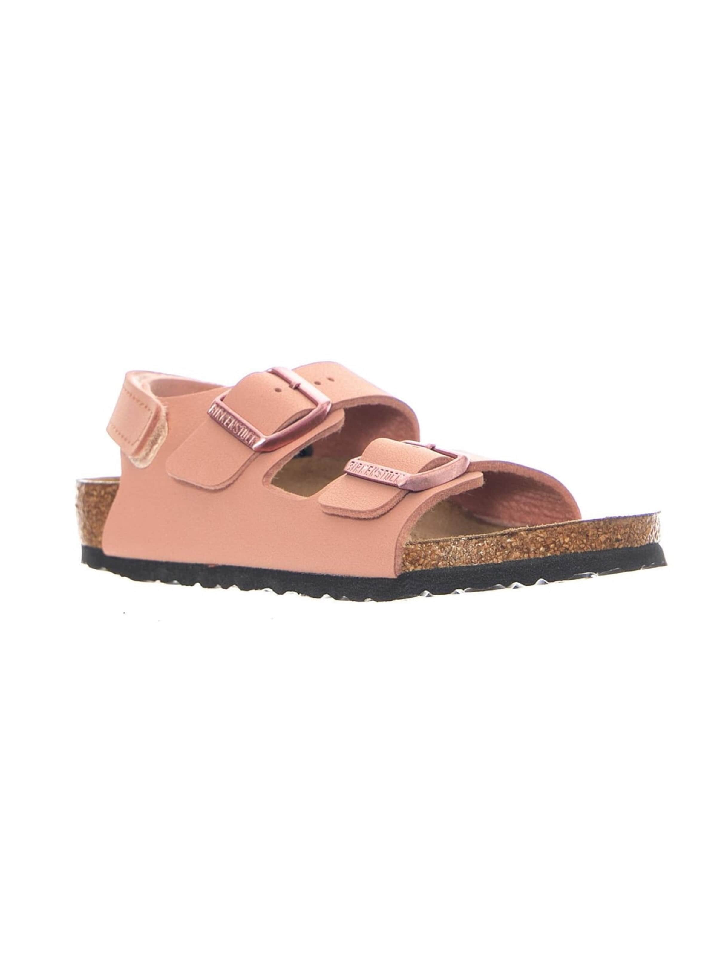 BIRKENSTOCK Sandały 'Milano HL Kids Birkibuc Narrow Fit Pink Clay' w kolorze różowy: przód