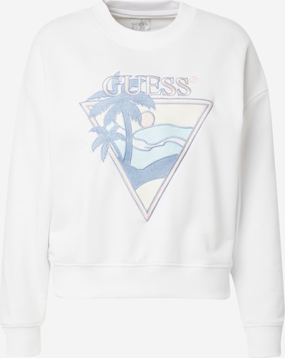 GUESS Sweatshirt i ljusbeige / ljusblå / vit, Produktvy