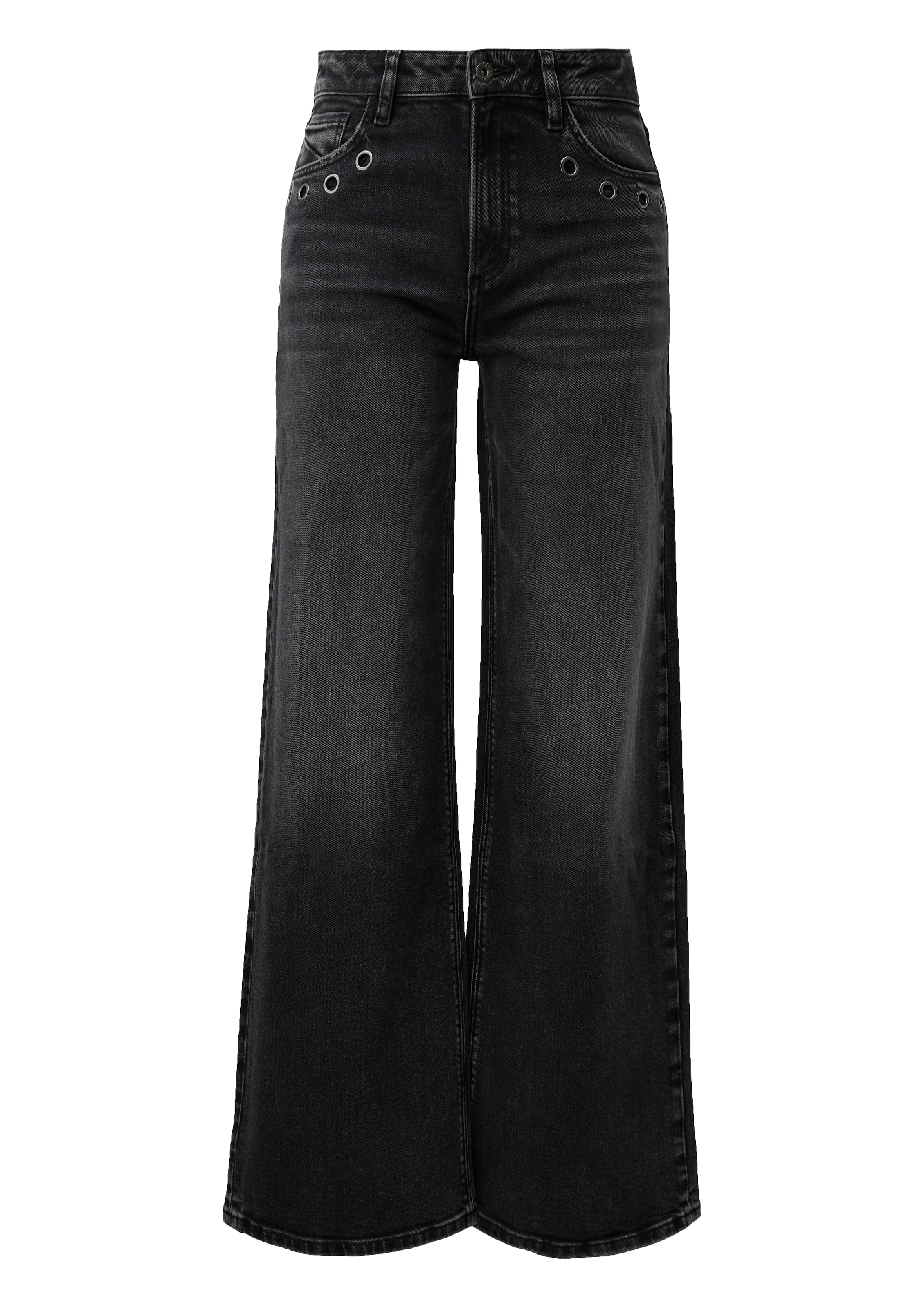 QS Wide leg Jeans 'Catie' in Grijs: voorkant