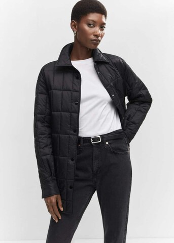 MANGO Between-Seasons Coat 'hamster' in Black: front