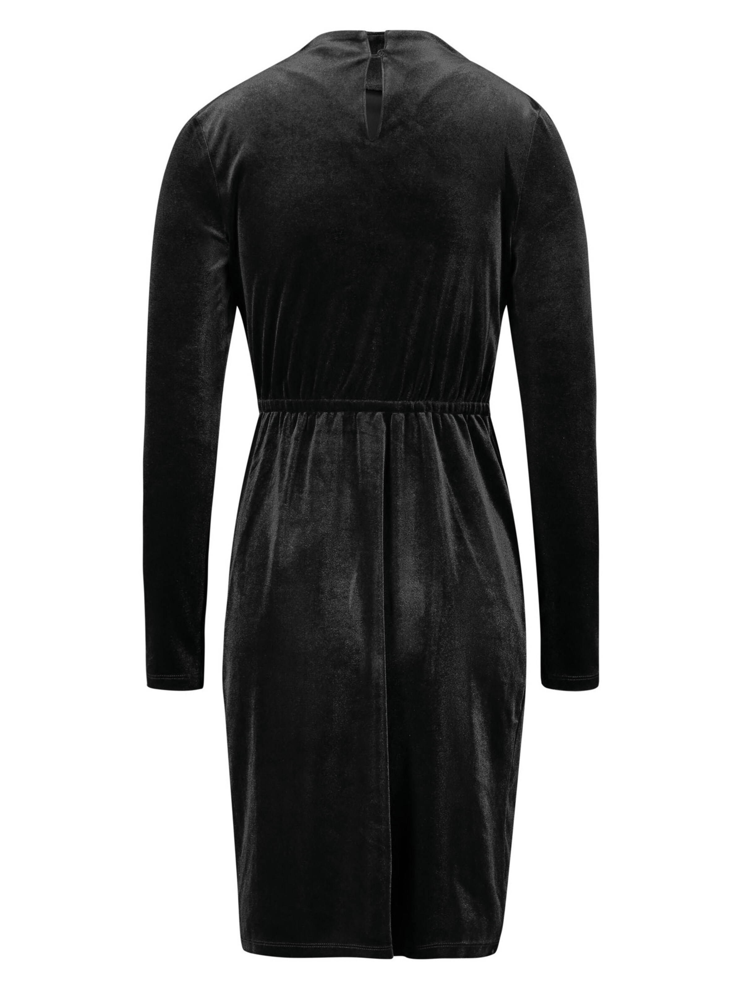 zero Samtkleid mit hohem Kragen in Schwarz