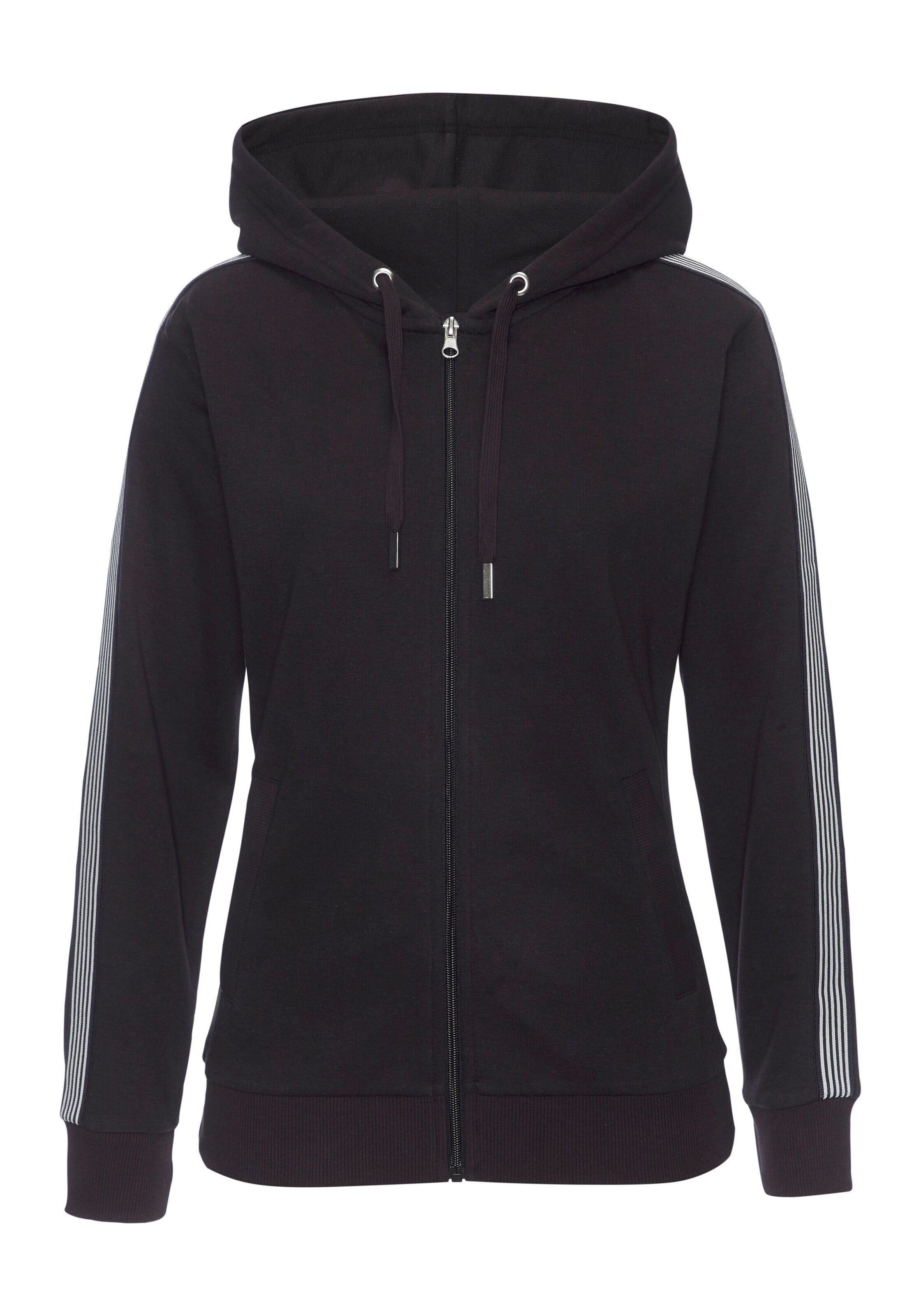H.I.S Zip-Up Hoodie in Black: front