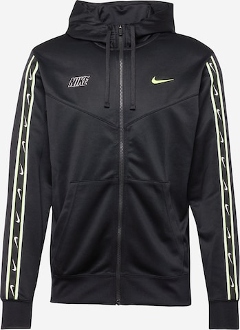 Nike Sportswear Zip-Up Hoodie 'Repeat' in Black: front