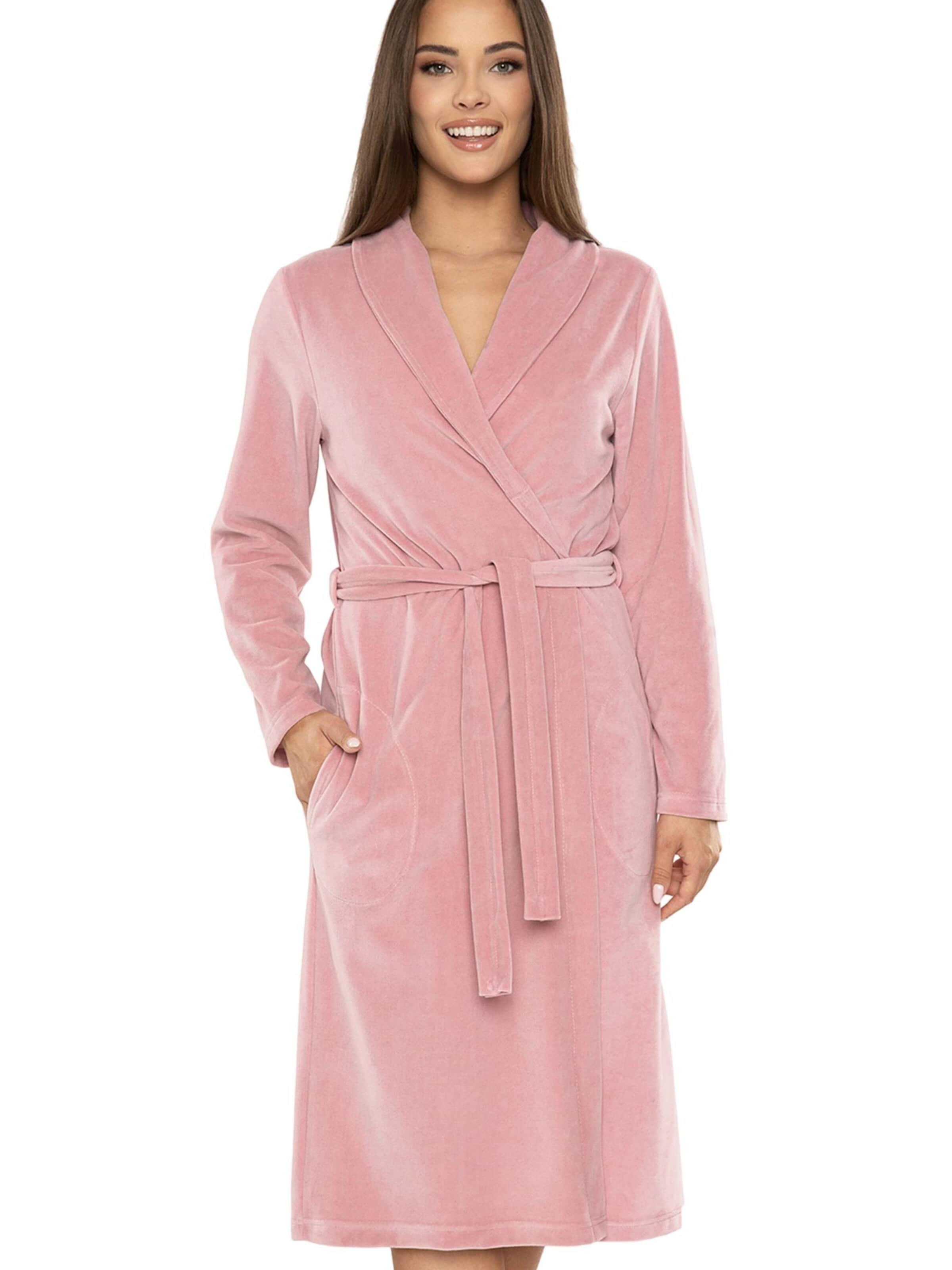 Vivisence Badjas lang  '5022' in Roze: voorkant
