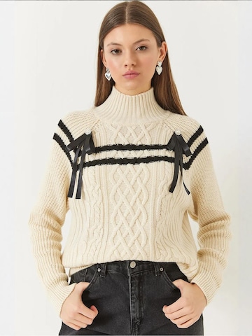 Pull-over Bianco Lucci en beige : devant