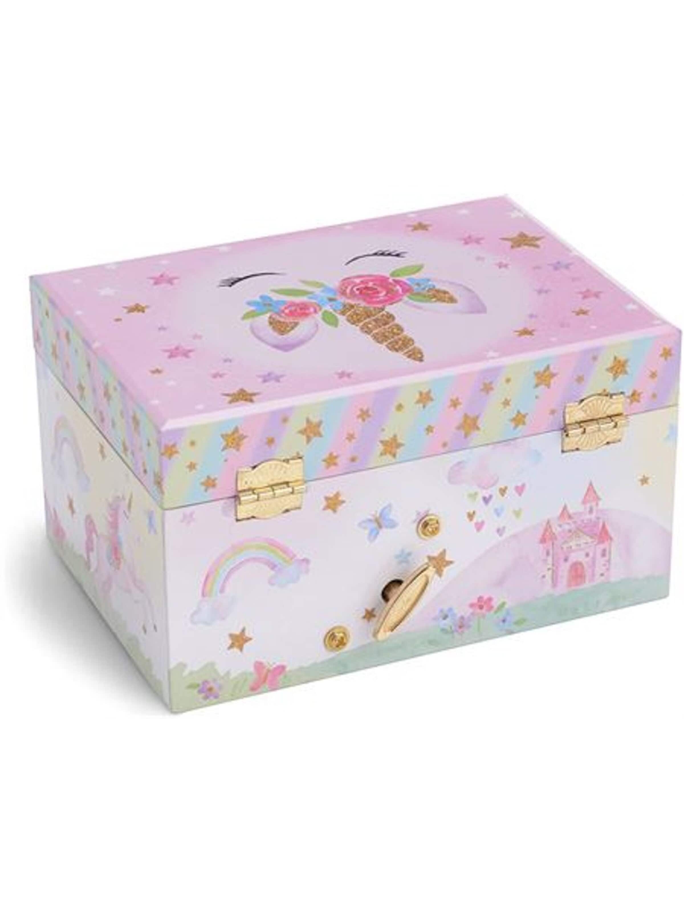 UNIQ Beauty Jewelry storage 'UNIQ Smykkeskrin til børn med Musik Ballerina (Unicorn / Enhjørning) - Lyserød/Hvid' in Pink