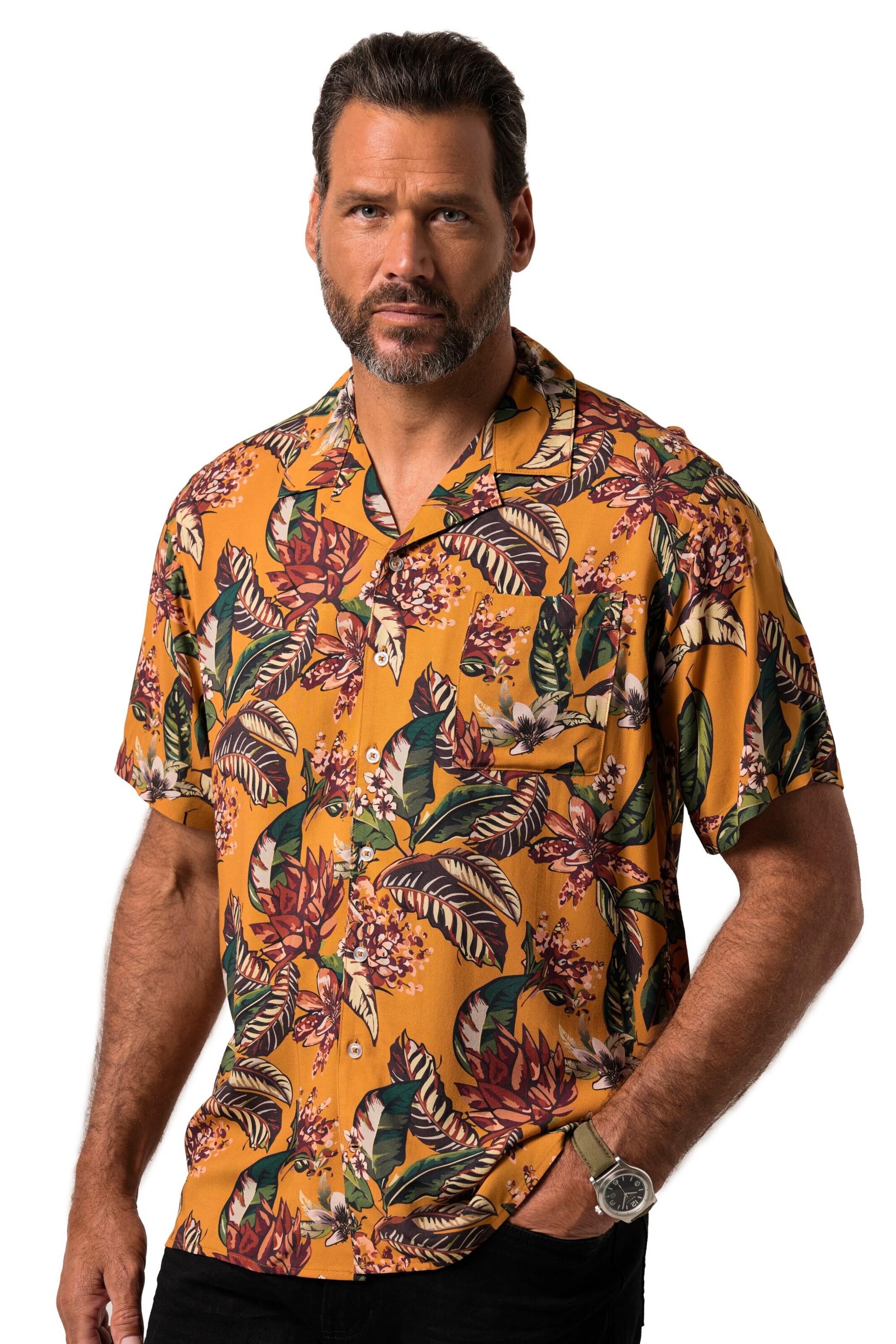 JP1880 Regular fit Button Up Shirt in Orange: front