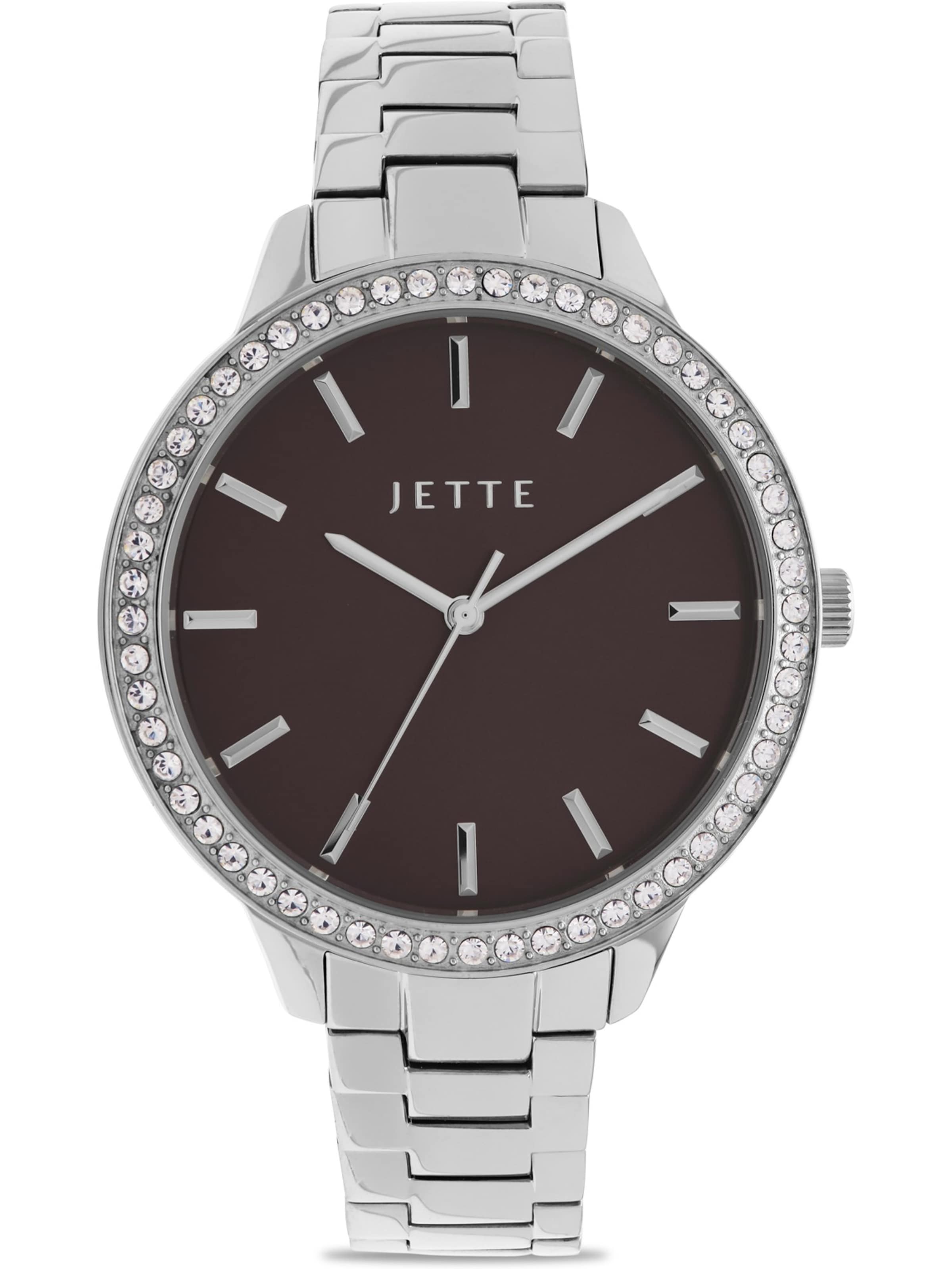 JETTE Analoguhr in dunkelbraun / silber, Produktansicht