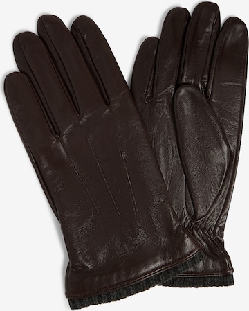 eem Full Finger Gloves in Brown: front