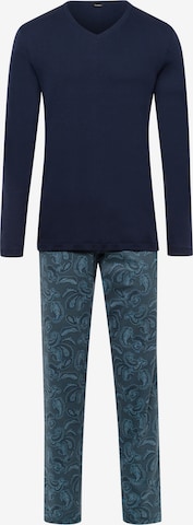 Hanro Long Pajamas ' Night & Day ' in Blue: front