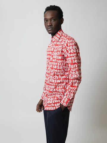 HENRIK Slim fit Button Up Shirt in Red