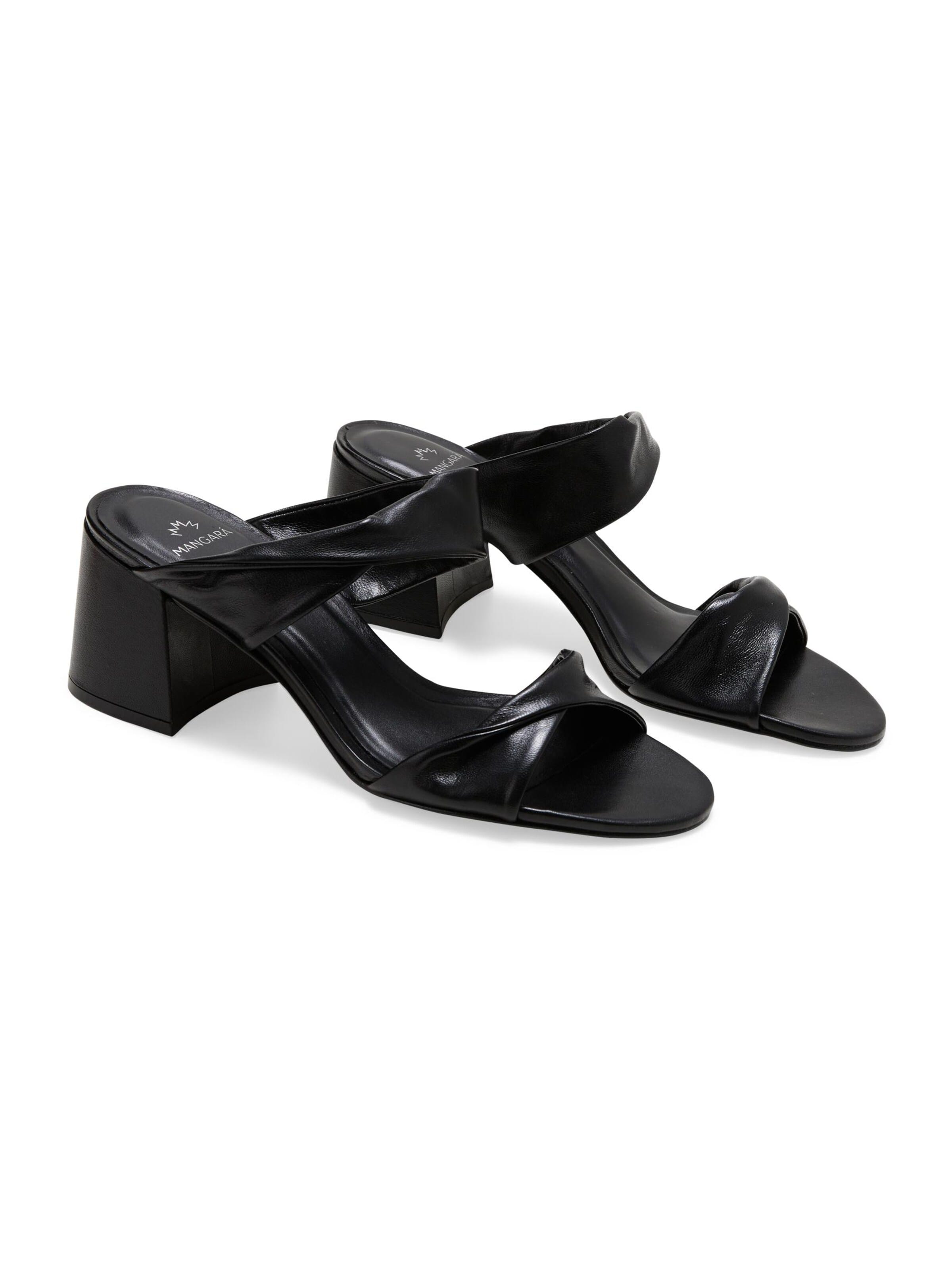 Mule 'Xaxim Damen Mules Ziegenleder Schwarz Blockabsatz 6,5 cm' Mangara Atelier en noir