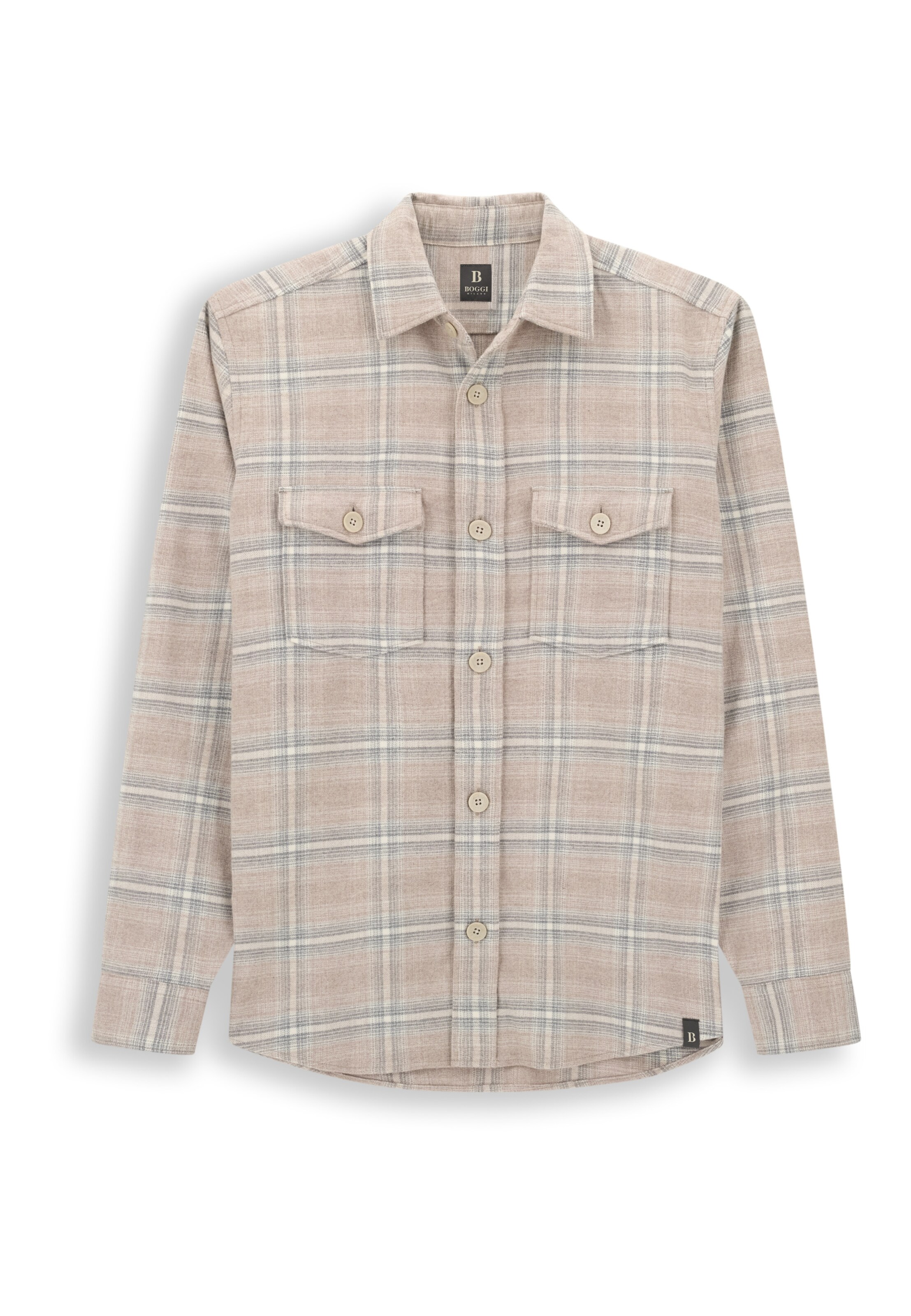 Boggi Milano Regular fit Overhemd in Beige: voorkant