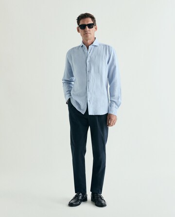 Scalpers Regular Fit Vintage Linen Shirt ' ' in Blau: Vorderseite