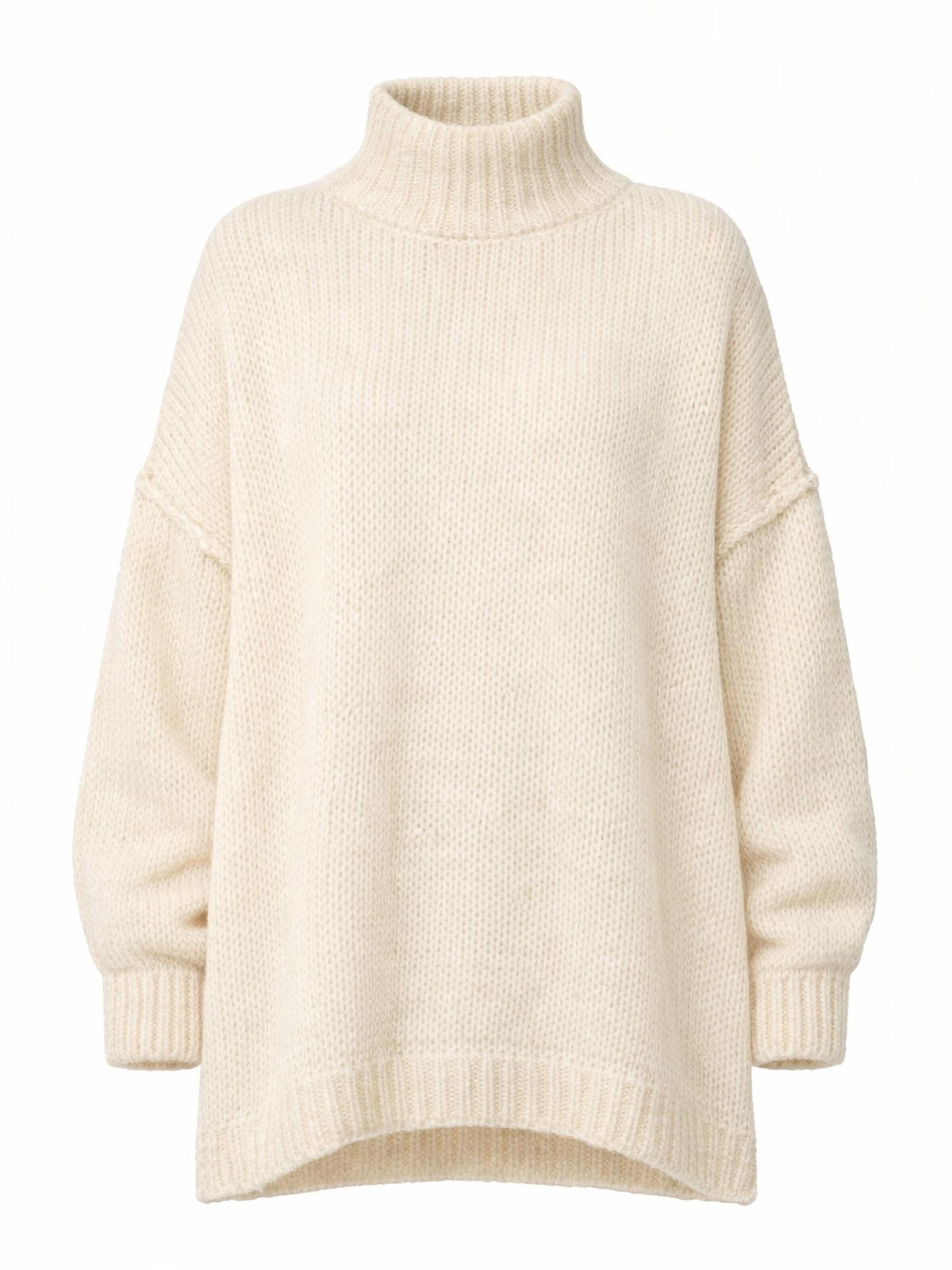 Worldclassca Oversizepullover 'Strickpullover Oversized mit Stehkragen'‌‌‌‌‌ in Beige: Vorderseite