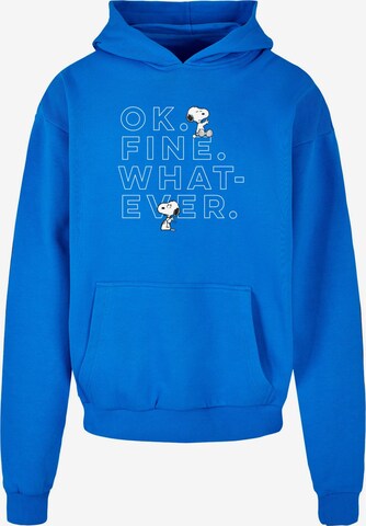 Sweat-shirt 'Peanuts - Ok Fine Whatever' Merchcode en bleu : devant