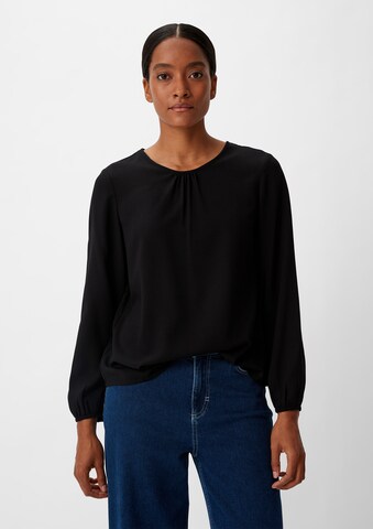 comma casual identity Blouse in Zwart: voorkant