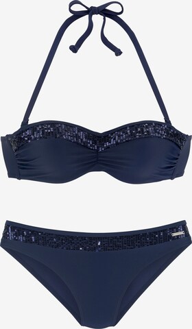 BRUNO BANANI Bandeau Bikini in Blue: front