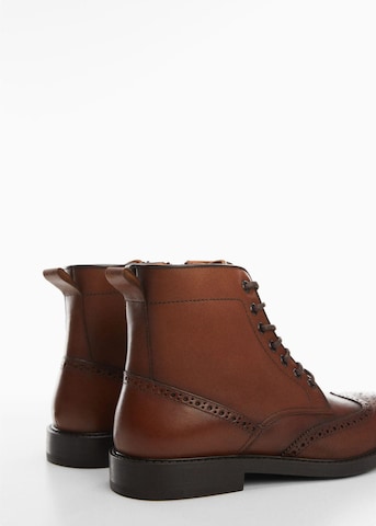 MANGO MAN Lace-Up Boots 'Cortona' in Brown