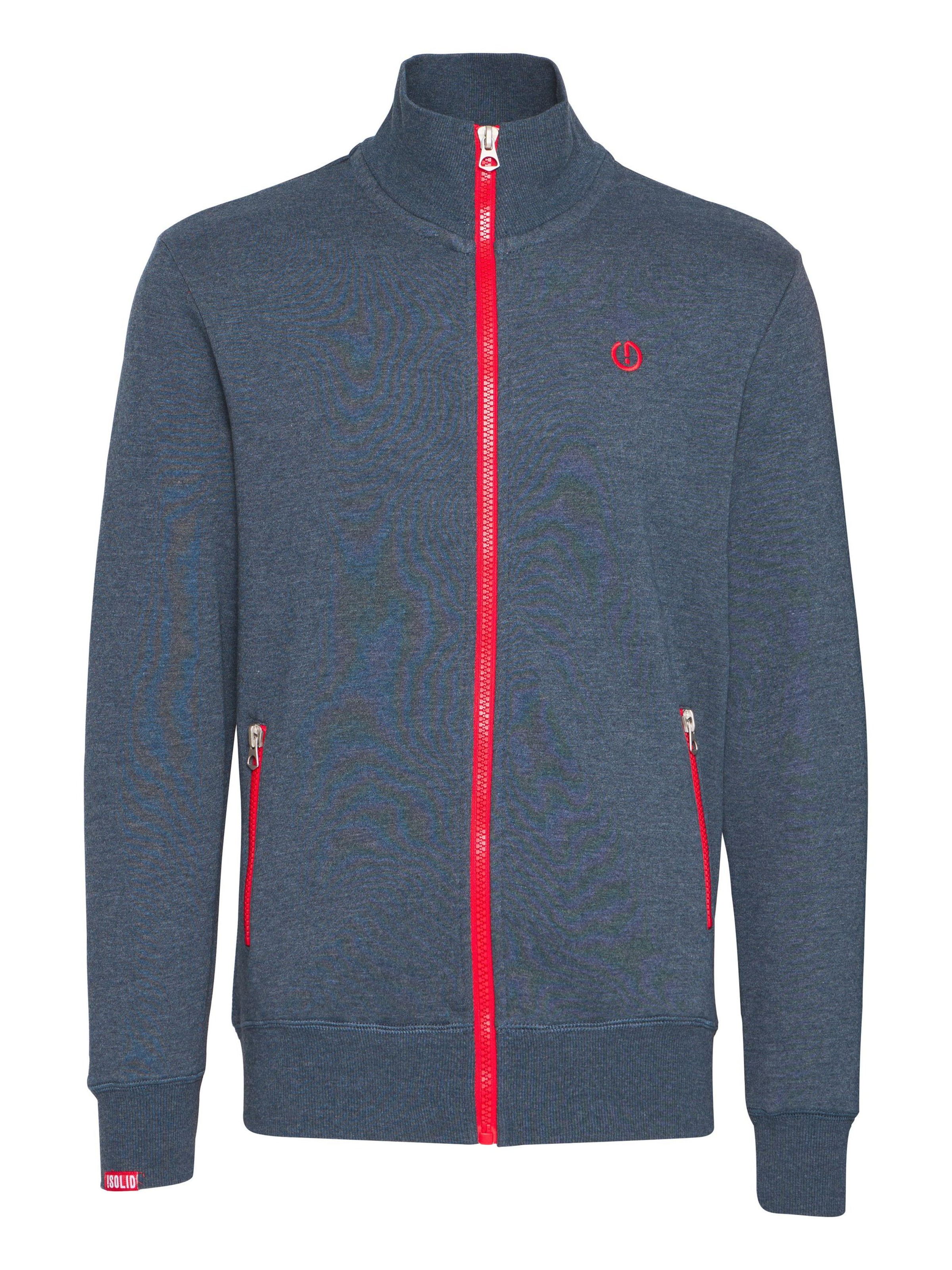 !Solid Zip-Up Hoodie 'BennTrack' in Blue: front
