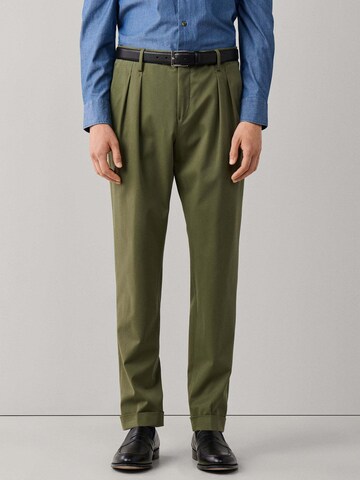 Tapered Pantaloni con pieghe di Hackett London in verde: frontale