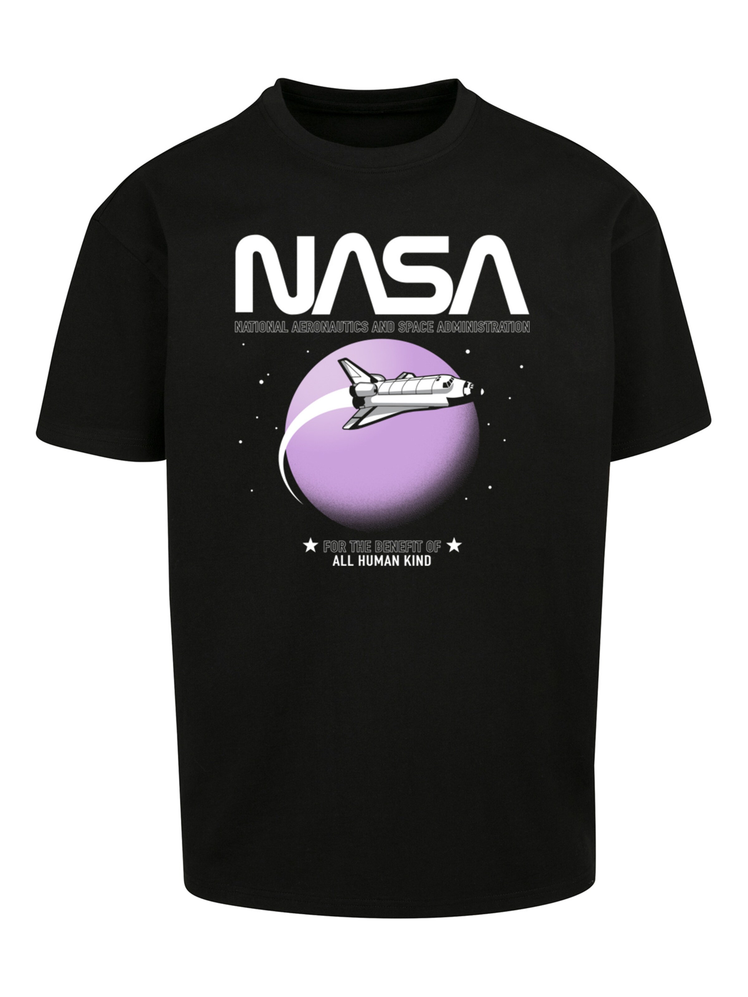 F4NT4STIC T-Shirt 'Nasa Shuttle Orbit' in Schwarz: Vorderseite