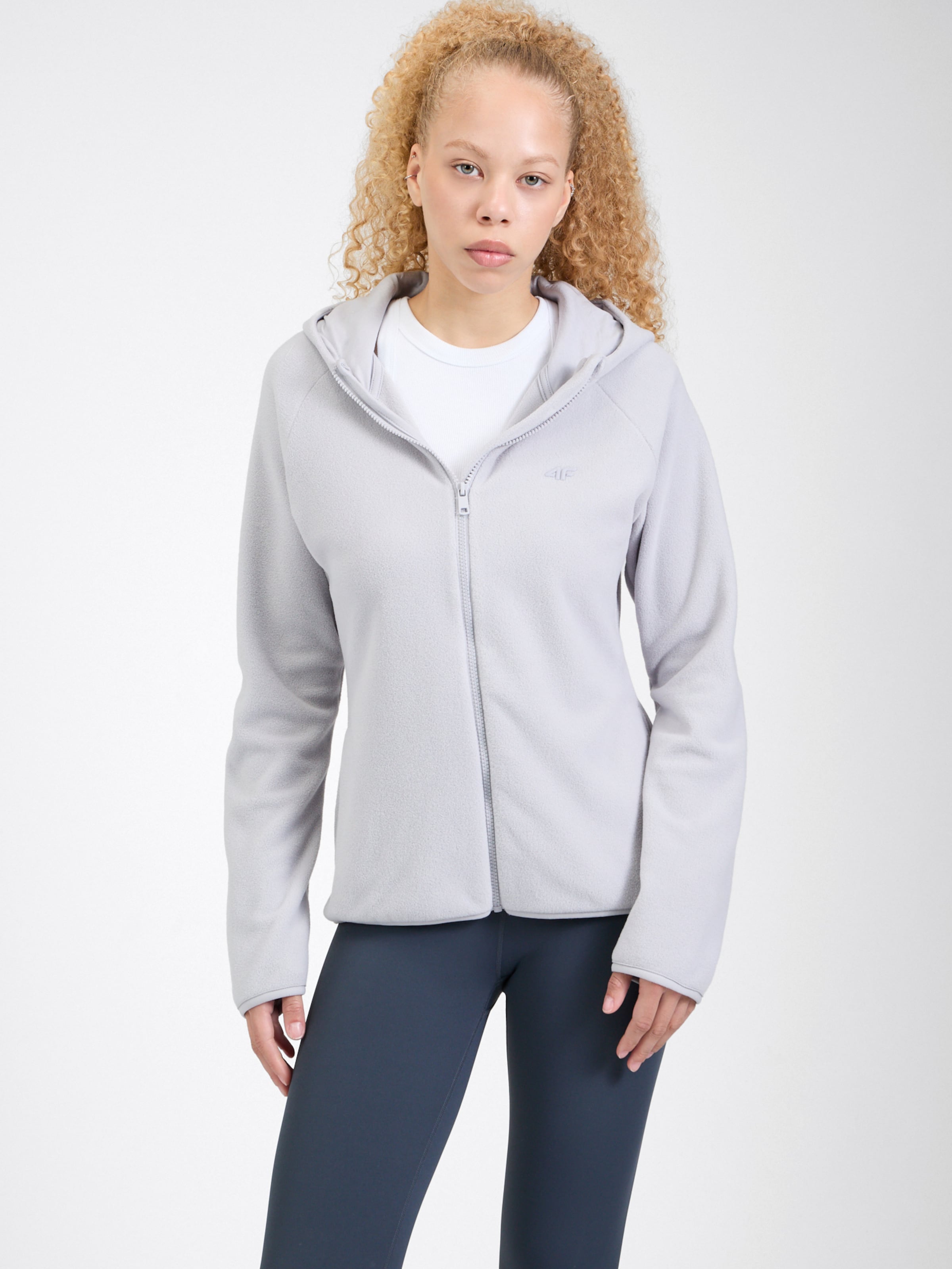 4F Athletic fleece jacket in Light Grey ABOUT YOU