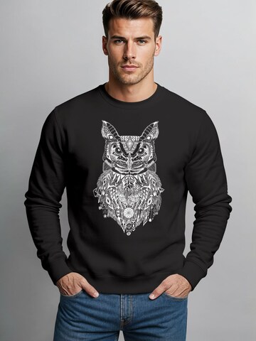 Neverless Sweatshirt 'Boho Owl' in Black