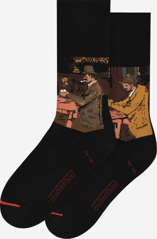 MuseARTa Socks 'Paul Cézanne - Die Kartenspieler' in Black: front